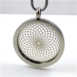 Silver Plated Stainless Steel Torus Vortex Pendant with Chain